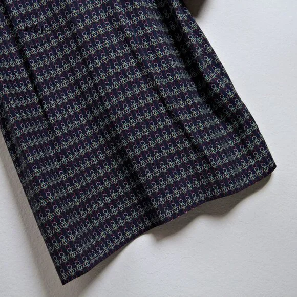 Nat Nast Men's Silk Multicolored Circles Pattern Button Down Shirts in Blue